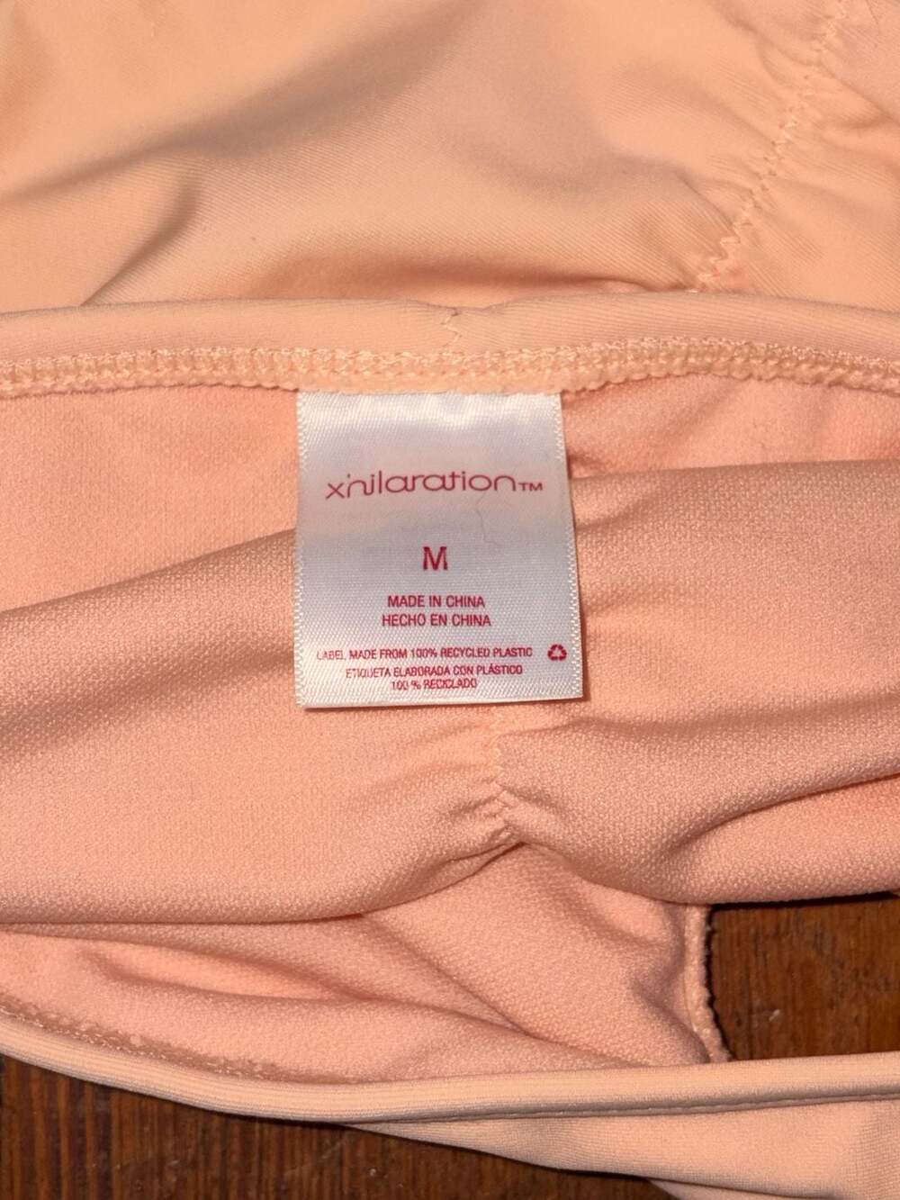 Xhilaration Peach Laser-Cut Ruffle Bandeau Bikini Set - Picture 5 of 5
